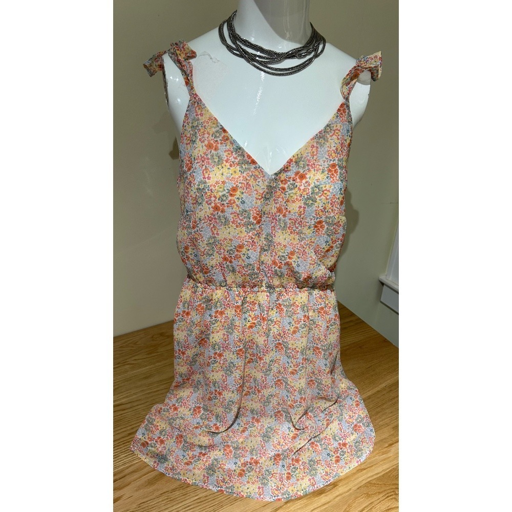 Romantic Budding Bouquet Floral‎ Chiffon by Promesa Mini Dress sz medium